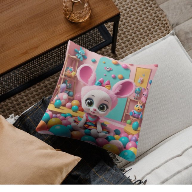 "Sweet Pink Bunny Pillow – Adorable Nursery Pillow (Creator Uploaded)