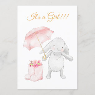*~* Sweet Pink Bunny Umbrella Shower Invitation