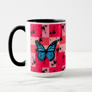 Sweet pink butterfly blooming mug