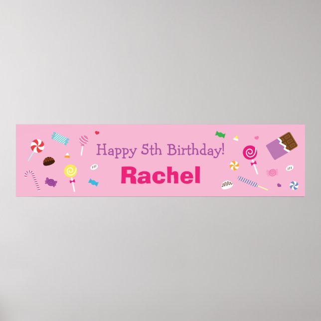 Sweet Pink, Candy Birthday Party Poster (Front)