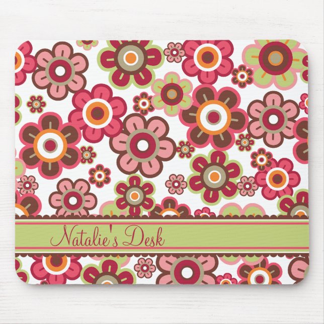 Sweet Pink Candy Daisies Flowers Girly Pattern Fun Mouse Mat (Front)