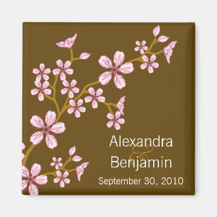 Sweet Pink Cherry Blossom Wedding Magnet Favour
