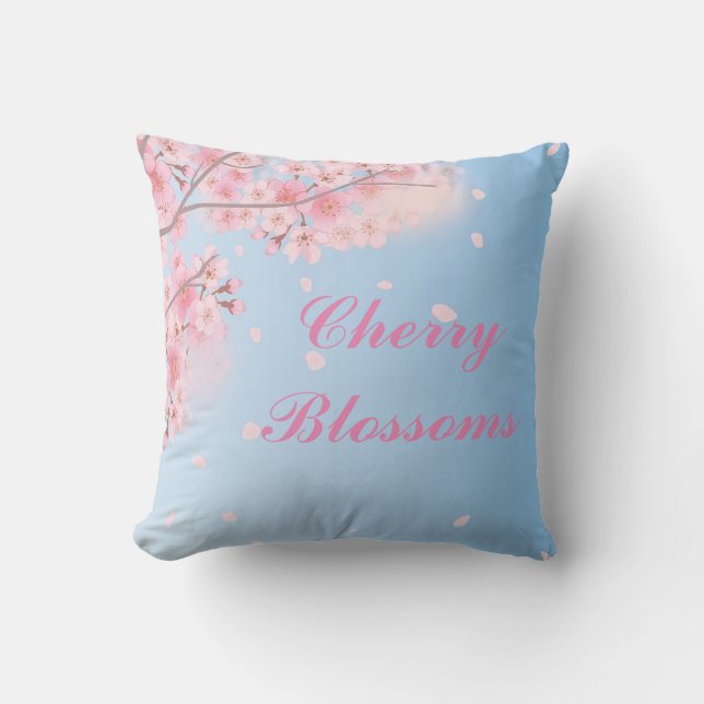 Sweet pink cherry blossoms with your name cushion (Front)