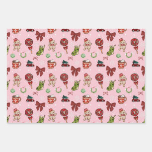 Sweet Pink Christmas Gift Wrap Paper