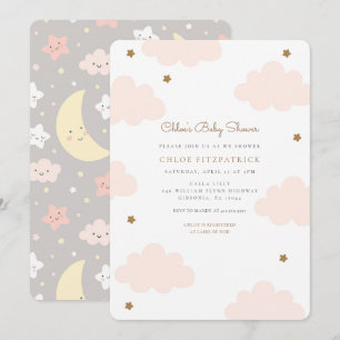 Sweet Pink Clouds Baby Shower Invitation Pink
