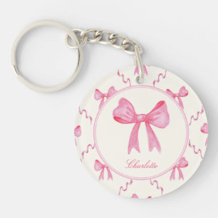 Sweet Pink Coquette Bow Acrylic Keychain