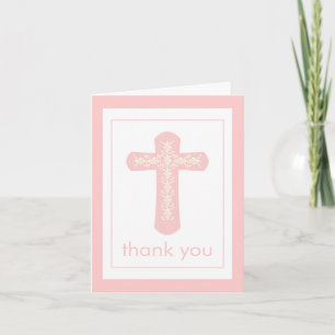 Sweet Pink Cross Thank You Card
