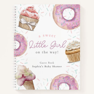Sweet Pink Cupcake & Donut Baby Shower Guest Book