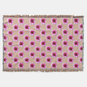 Sweet Pink Dahlia Garden Flowers on Custom Colour Throw Blanket