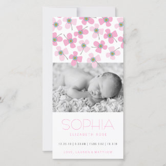 Sweet Pink Daisies Baby Girl Birth Announcement
