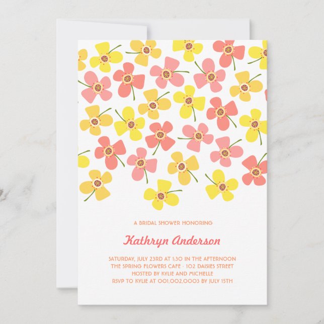 Sweet Pink Daisies Chic Fun Bridal Shower Party Invitation (Front)
