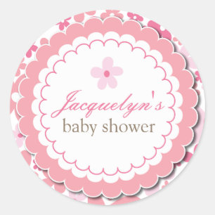 Sweet Pink Daisy Flowers Chic Baby Girl Shower Classic Round Sticker