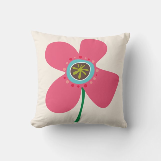 Sweet Pink Daisy Pop Cute Summer Flowers Pattern Cushion (Front)