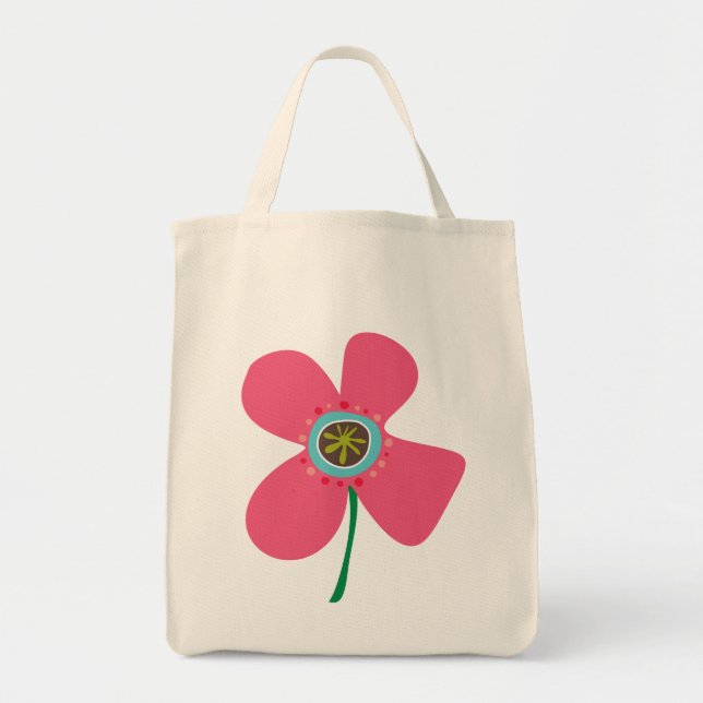 Sweet Pink Daisy Pop Summer Flower Whimsical Cute Tote Bag (Front)