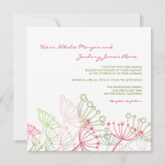 Sweet Pink Dandelions Flower Spring Wedding Invite