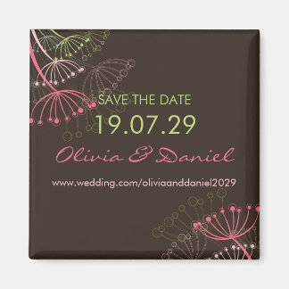 Sweet Pink Dandelions Save The Date Magnet