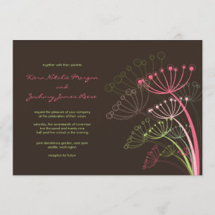 Sweet Pink Dandelions Spring Wedding Invitation