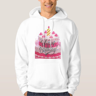 Sweet Pink Delight Birthday Cake Hoodie
