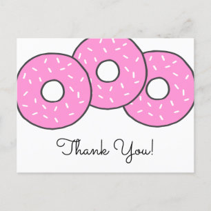 Sweet Pink Doughnuts Baby Shower Sprinkle Thank Yo Invitation Postcard