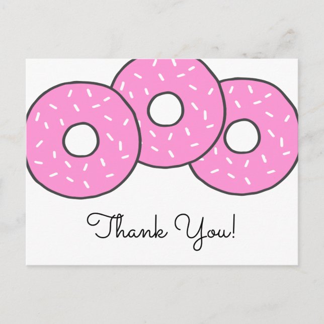 Sweet Pink Doughnuts Baby Shower Sprinkle Thank Yo Invitation Postcard (Front)