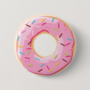 Sweet pink doughnuts with sprinkles toppings 6 cm round badge