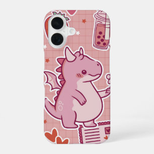 Sweet Pink Dragon – Cute Romantic Kawaii iPhone 16 Case