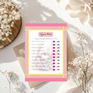 Sweet Pink Elephant Baby Shower Guess Who Game