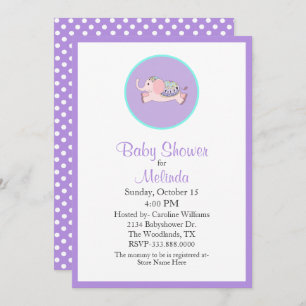Sweet Pink Elephant Baby Shower Invitation