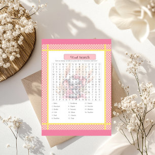 Sweet Pink Elephant - Baby Shower Word Search Game