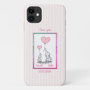 Sweet Pink Elephant Couple iPhone 11 Case