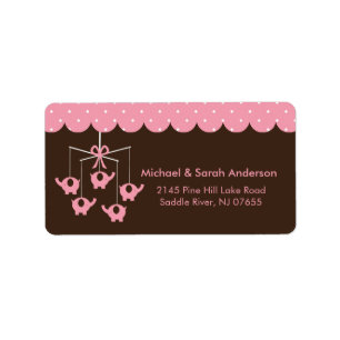 Sweet Pink Elephant Mobile Address Label
