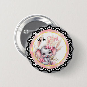 Sweet Pink Elephant - Peanut Smiles  6 Cm Round Badge