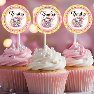 Sweet Pink Elephant - Peanut Smiles Classic Round Sticker