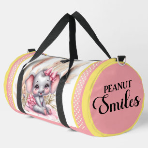 Sweet Pink Elephant - Peanut Smiles Duffle Bag