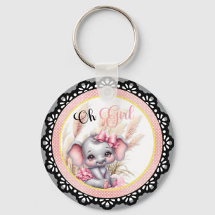Sweet Pink Elephant - Peanut Smiles Key Ring