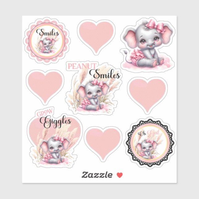 Sweet Pink Elephant - Peanut Smiles  Skull  (Sheet)