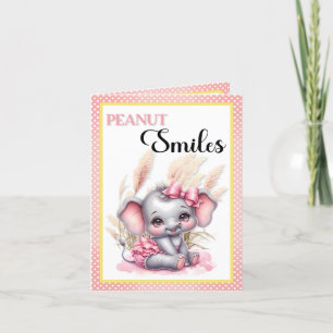 Sweet Pink Elephant - Peanut Smiles Thank You Card