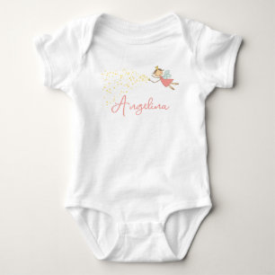 Sweet Pink Fairy Princess & Stars Whimsical Girl's Baby Bodysuit
