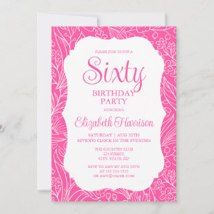Sweet Pink Flora Woman Sixty 60th Birthday Party Invitation
