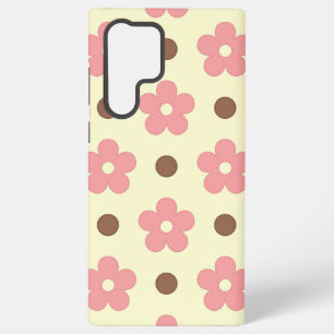 Sweet Pink Floral and Brown Polkadot Retro Samsung Galaxy Case