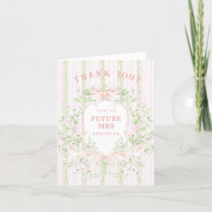 Sweet Pink Floral Bridal Shower Crest Thank You Card