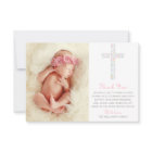 Sweet Pink Floral Cross Baptism Girl Photo