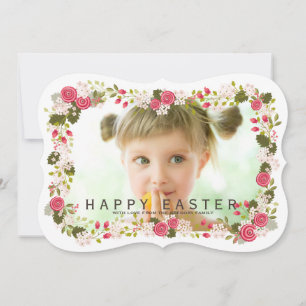 Sweet Pink Floral Easter Greeting Photo Card