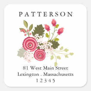 Sweet Pink Floral Garden Return Address Label