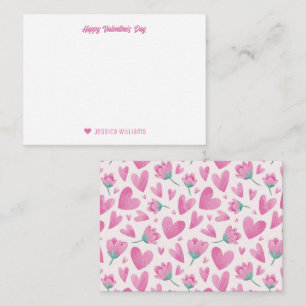 Sweet Pink Floral Heart Pattern Valentine's Day Card