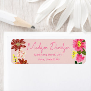 Sweet Pink Flowers Floral Label
