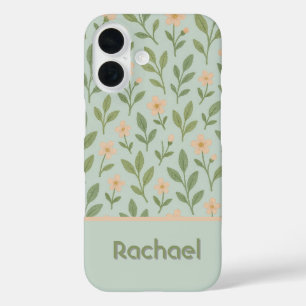 Sweet pink flowers monogram iPhone 16 case