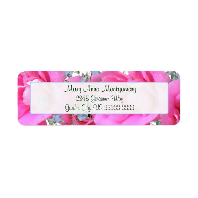 Sweet Pink Flowers Return Address Labels (Front)