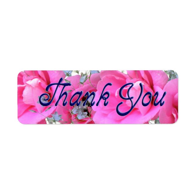 Sweet Pink Flowers Thank You Stickers - Labels (Front)