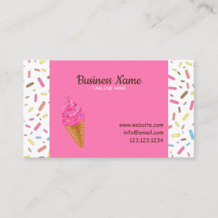 Sweet Pink Frosting Sprinkles Ice Cream Shop Business Card